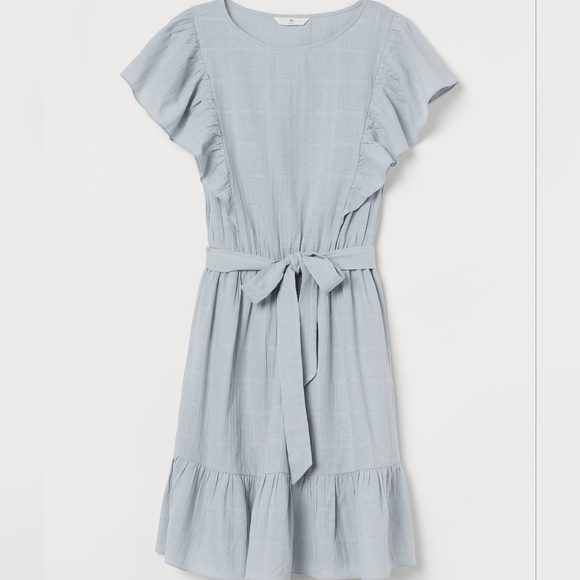 H&M Dresses & Skirts - H&M Soft Blue Midi Dress with Ruffles